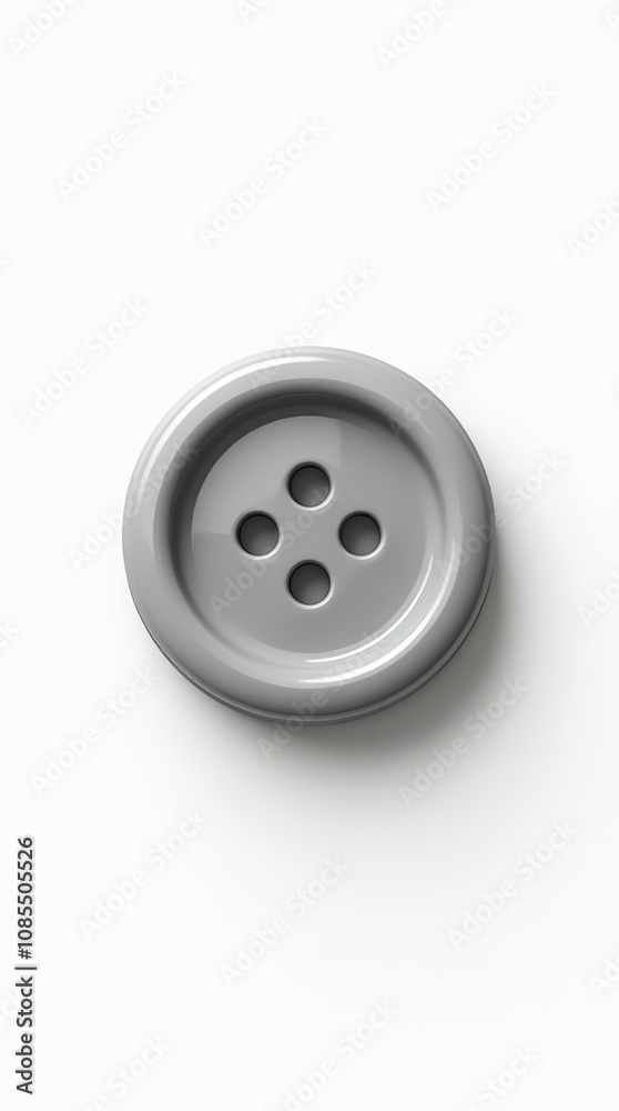 Realistic Gray Plastic Sewing Button Isolated on White Background Realistic Gray Plastic Sewing Button Isolated on White Background