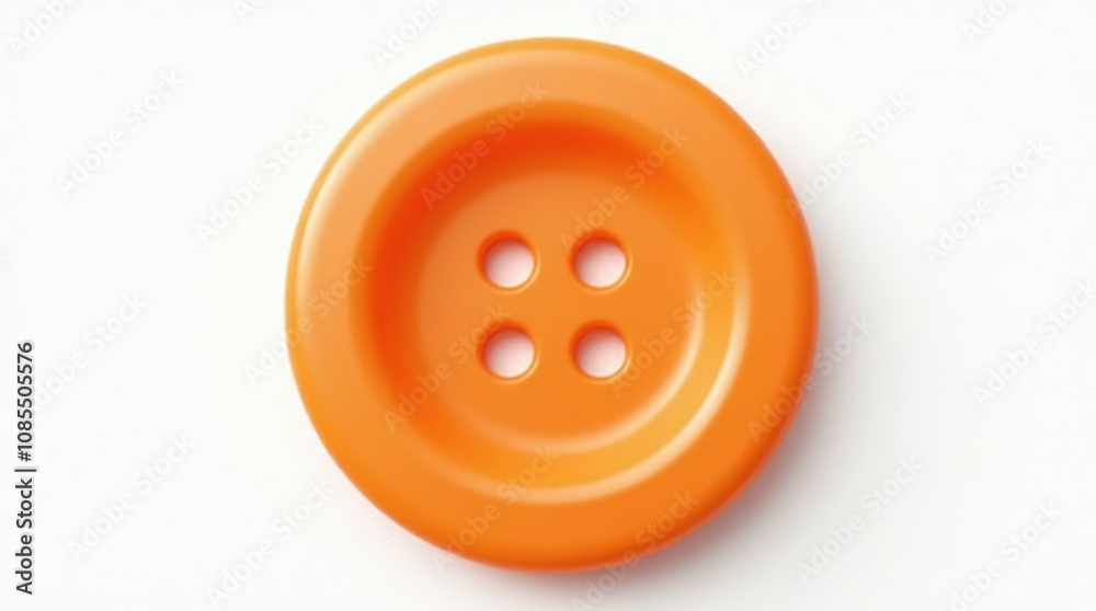 Detailed Realistic Orange Plastic Sewing Button On White Background Detailed Realistic Orange Plastic Sewing Button On White Background