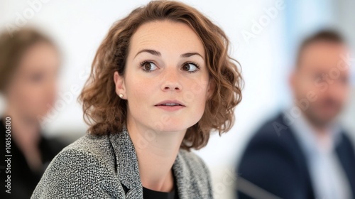 Confident Businesswoman Presenting During Corporate Meeting With Colleagues