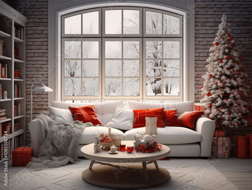 Unbelievable Christmas home design with beautiful christmas tree,Cozy night photo