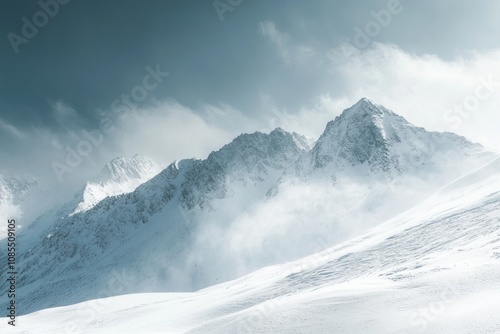 Snow-Covered Mountains and Winter Landscape