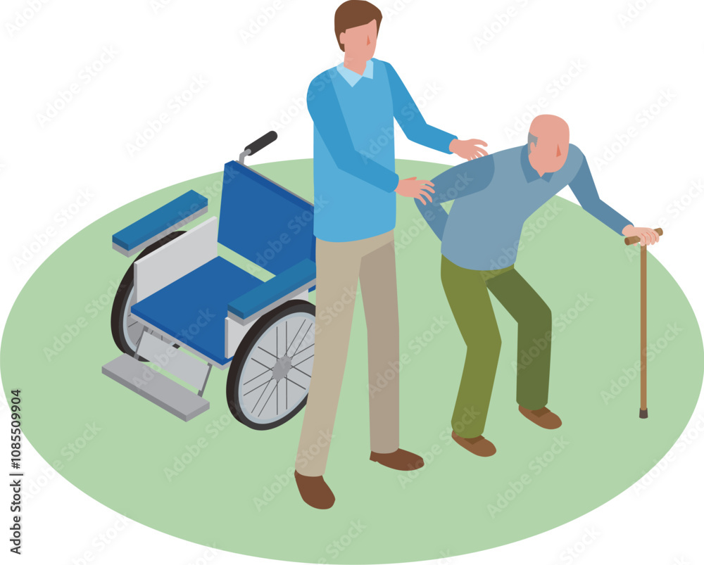 高齢者と介護職員のイラスト 高齢者と介護職員のイラスト