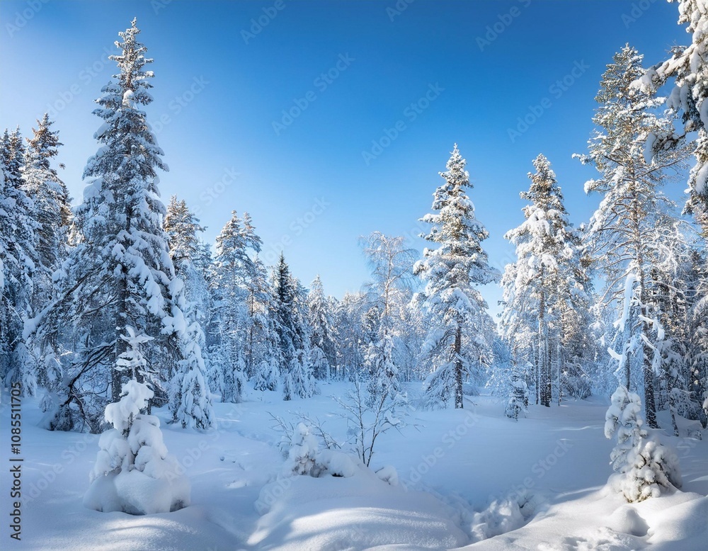 serene wintry forest landscape with snow covered trees on a clear winter day in northern finland showcasing the pristine beauty of nordic nature and tranquil snowy wilderness with crisp blue skies an serene wintry forest landscape with snow covered trees on a clear winter day in northern finland showcasing the pristine beauty of nordic nature and tranquil snowy wilderness with crisp blue skies an