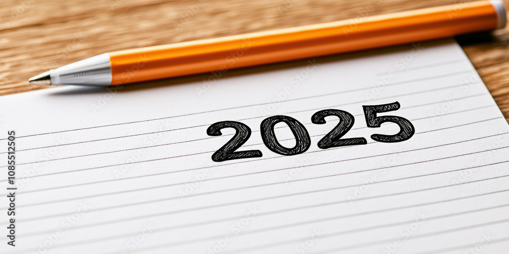 A notepad with the year 
