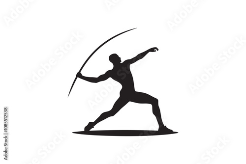 Javelin throw athlete vector silhouette isolated in white background