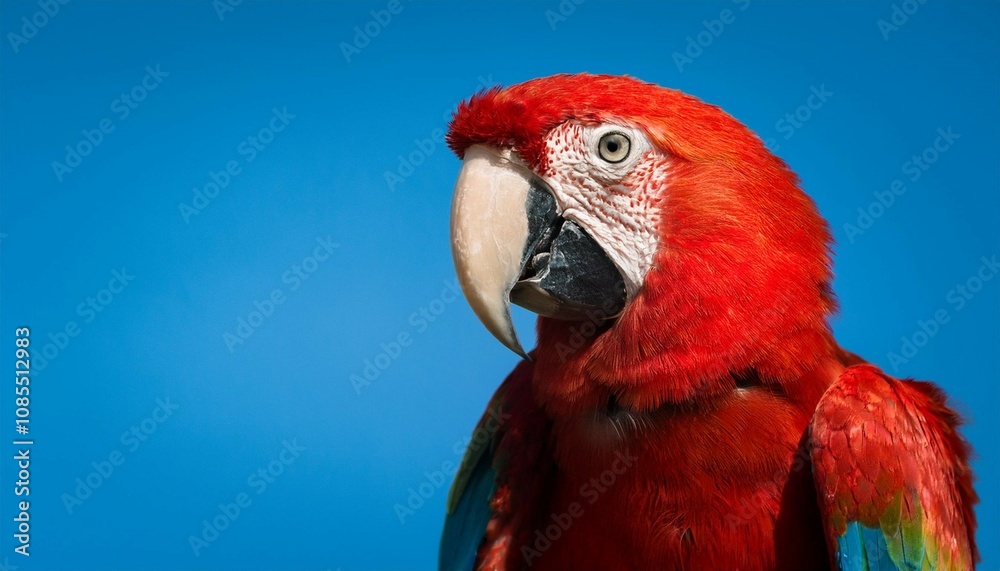 vibrant scarlet macaw against a blue background vibrant scarlet macaw against a blue background
