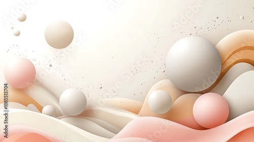 Abstract background with 3D shapes and spheres