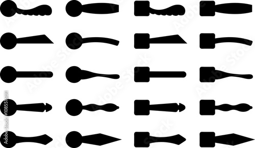Different door knobs illustration isolated on white background