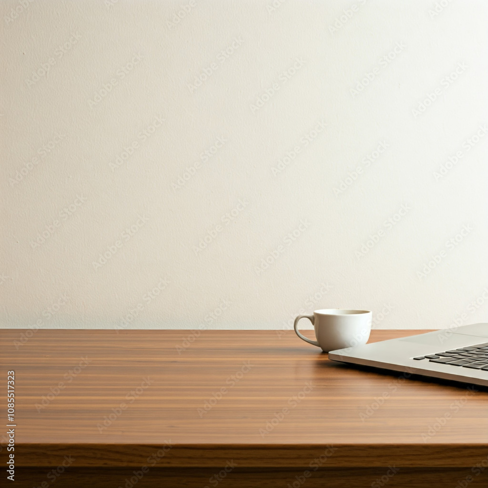 Mesa de trabalho com computador e café. Mesa de trabalho com computador e café.