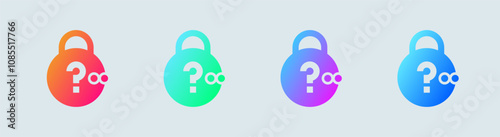 Forget solid icon in gradient colors. Password signs vector illustration.