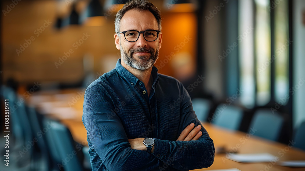 Fototapeta premium Professional networking event business executive portrait in modern office contemporary environment engaging atmosphere