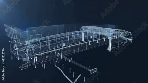 The BIM model of the object of transport infrastructure of wireframe view
