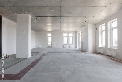 interior of the apartment without decoration in gray colors. rough finish