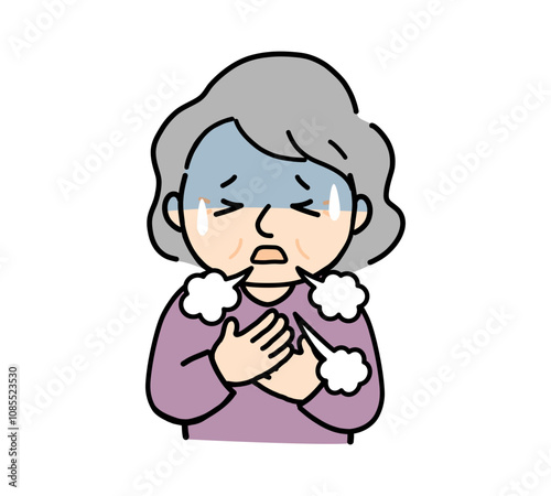息苦しい高齢の女性