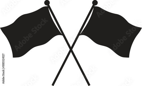 two crossed black flags colorguard flags eps Ai vector file jpg png