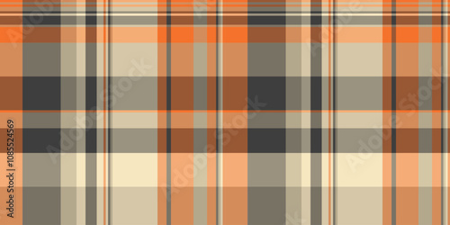 Cosy pattern plaid vector, difficult background fabric textile. Perfection tartan check texture seamless in orange and pastel colors.