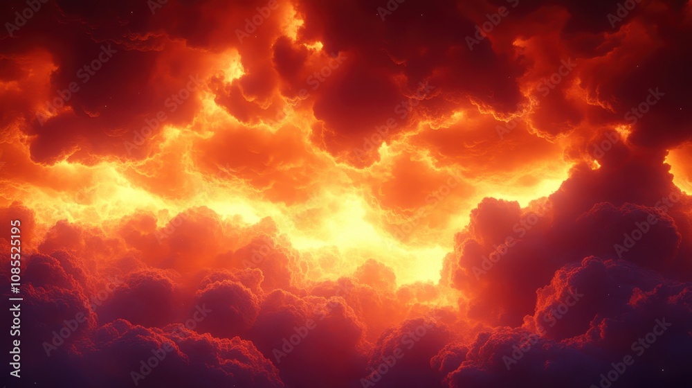 Dramatic fiery sky with glowing clouds Dramatic fiery sky with glowing clouds