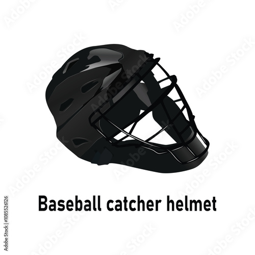 Baseball catcher helmet Illustration on white background
