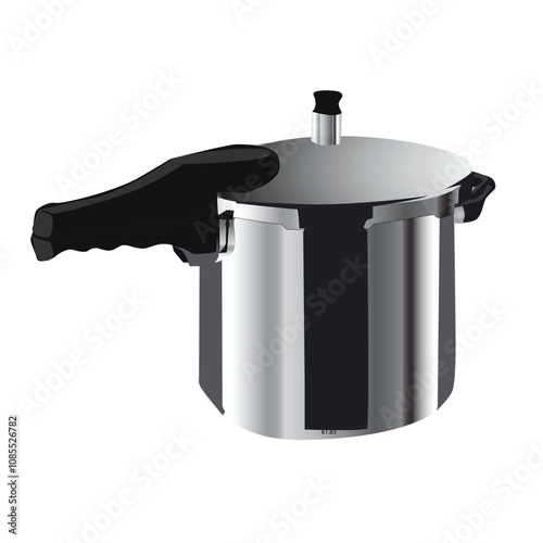 Stainless Steel Pressure Cooker Illustration with white background