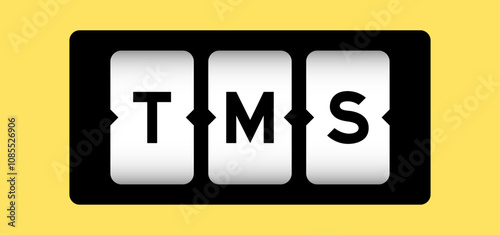 Black color in word TMS (Abbreviation of Transportation management system or Transcranial magnetic stimulation) on slot banner with yellow color background