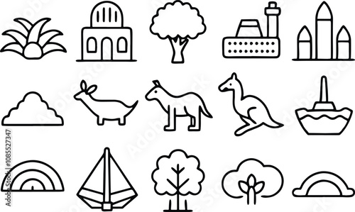 set of icons with landmarks
