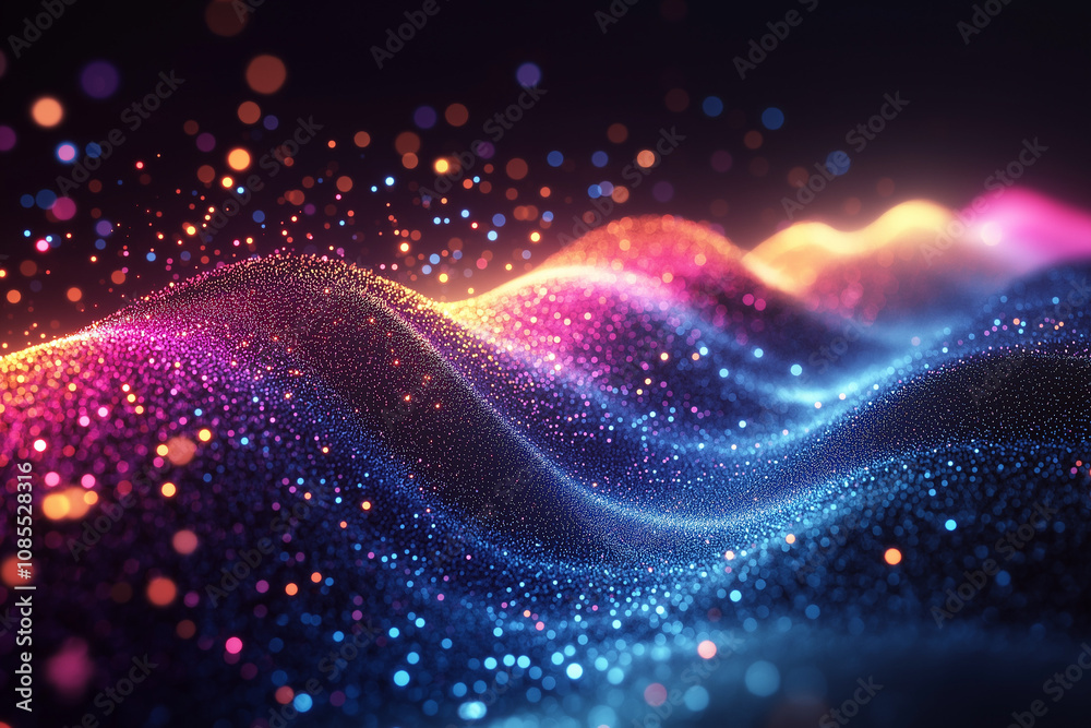 3d render background illustration of colorful particles, black background, asbtract art concept 3d render background illustration of colorful particles, black background, asbtract art concept
