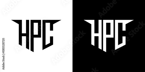 HPC letter logo design with white background in illustrator, vector logo modern alphabet font overlap style, calligraphy designs for logo, Poster, Invitation, etc.