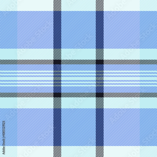 Expressive pattern check plaid, quiet textile tartan fabric. Illustration texture background vector seamless in blue and light colors.