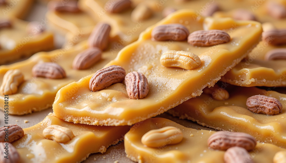 Crunchy peanut brittle with caramel and nuts Crunchy peanut brittle with caramel and nuts