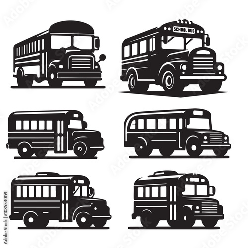 School bus silhouette vector. School bus logo, icon vector design black and white.