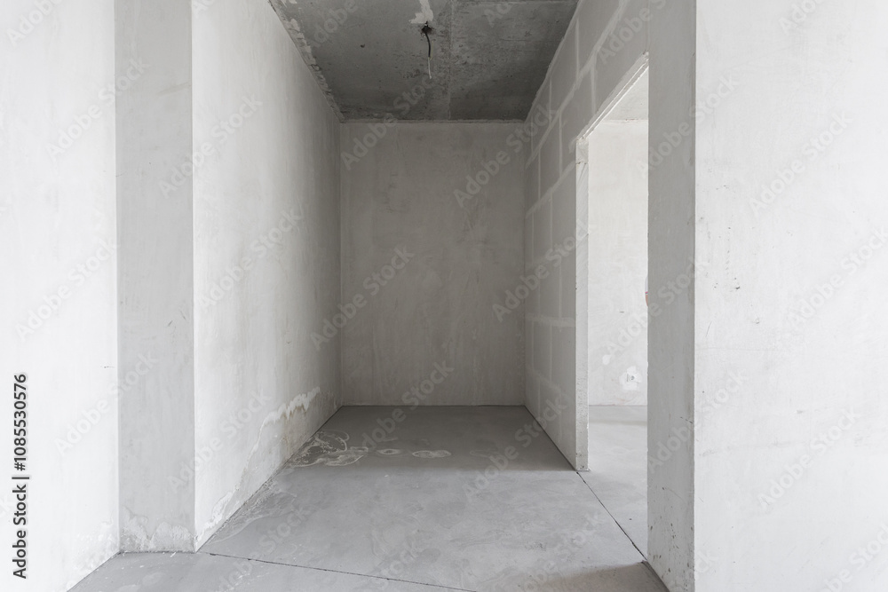 interior of the apartment without decoration in gray colors. rough finish interior of the apartment without decoration in gray colors. rough finish