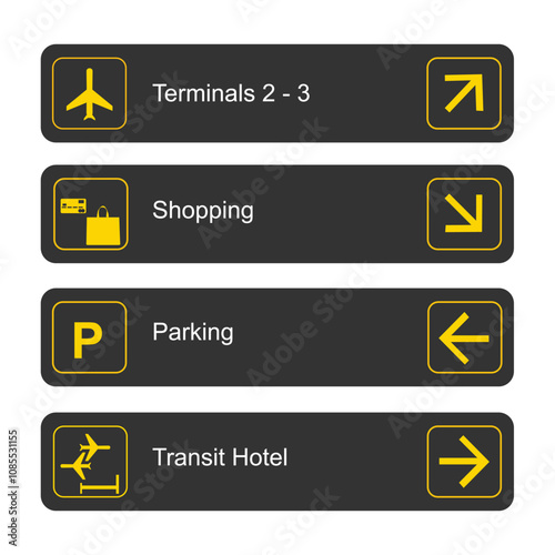 Set of Airport Signs Icon vector Illustration Vol 04
