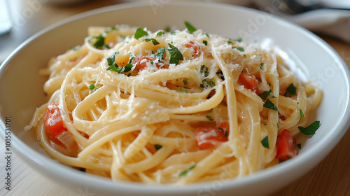 Delicious pasta dish italian restaurant food photography cozy setting close-up culinary delight