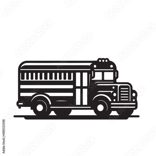 School bus silhouette vector. School bus logo, icon vector design black and white.