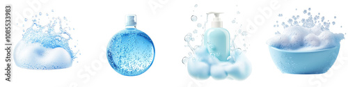 Bubble Bath – Liquid Soap Product That Creates Bubbles When Added to Bathwater Isolated on Clear White Background Highly Detailed 