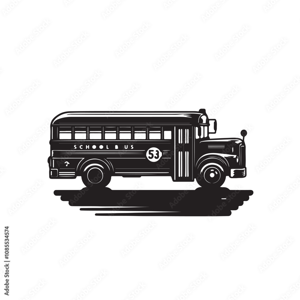 School bus silhouette vector. School bus logo, icon vector design black and white. School bus silhouette vector. School bus logo, icon vector design black and white.