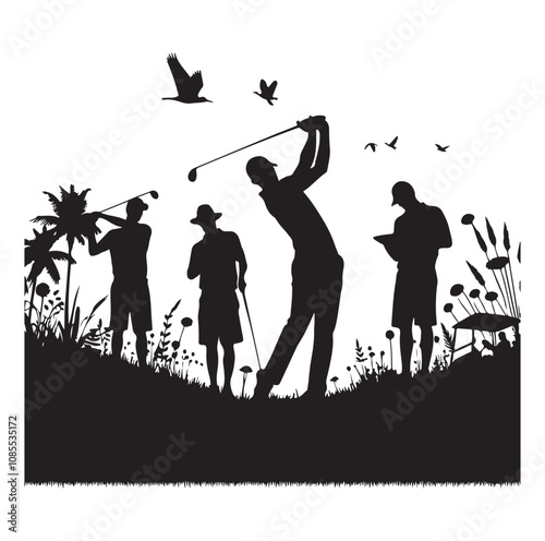 Golf player silhouette Design.