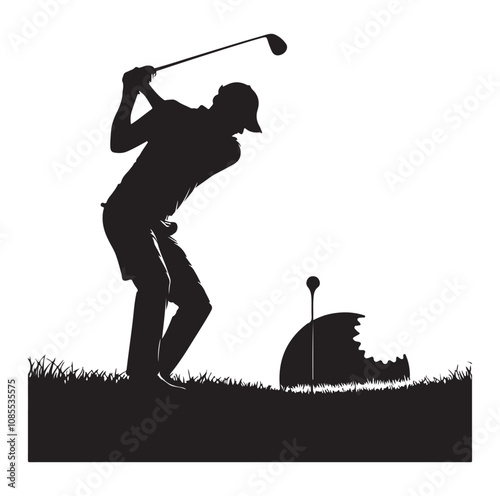 Golf player silhouette Design.