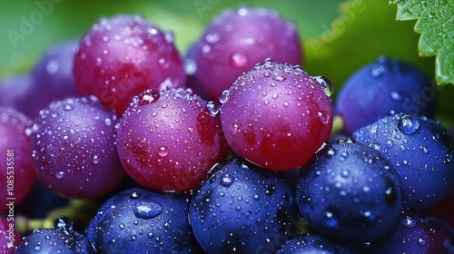 Wallpaper Mural  close-up of fresh, dewy grapes showcasing vibrant colors and textures. Torontodigital.ca