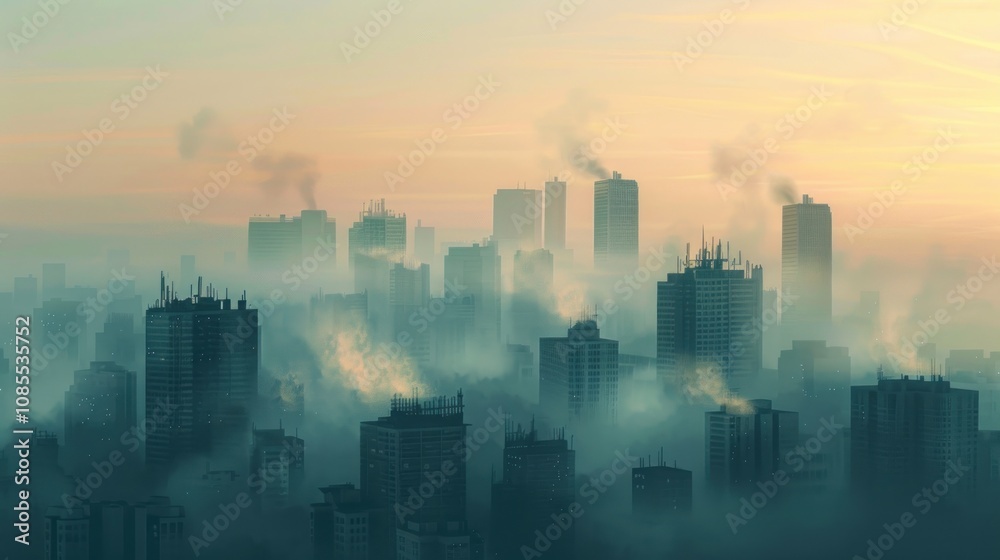 Foggy Cityscape at Dawn Foggy Cityscape at Dawn