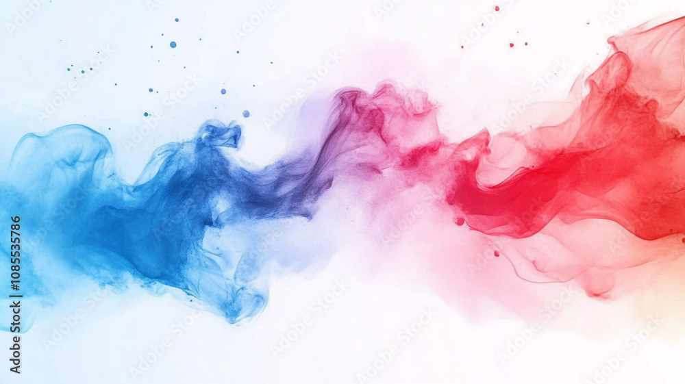 Colorful smoke swirls in shades of blue, pink, and red blending against a white background Colorful smoke swirls in shades of blue, pink, and red blending against a white background