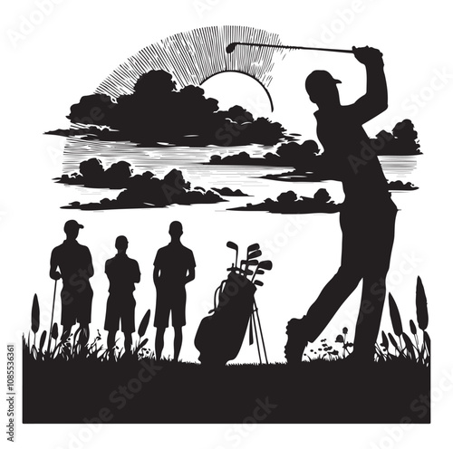 Golf player silhouette Design.