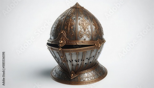 medieval helmet on white background