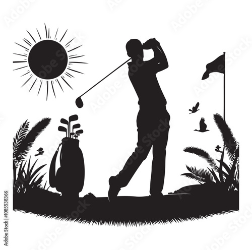 Golf player silhouette Design.