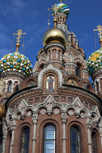 Mosaic above the central entrance to the Church of the Ascension of the Lord (Savior on Spilled Blood) in St. Petersburg