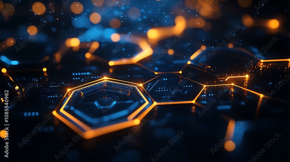 Abstract background with glowing hexagons, Beautiful background hexagon Abstract background with glowing hexagons, Beautiful background hexagon