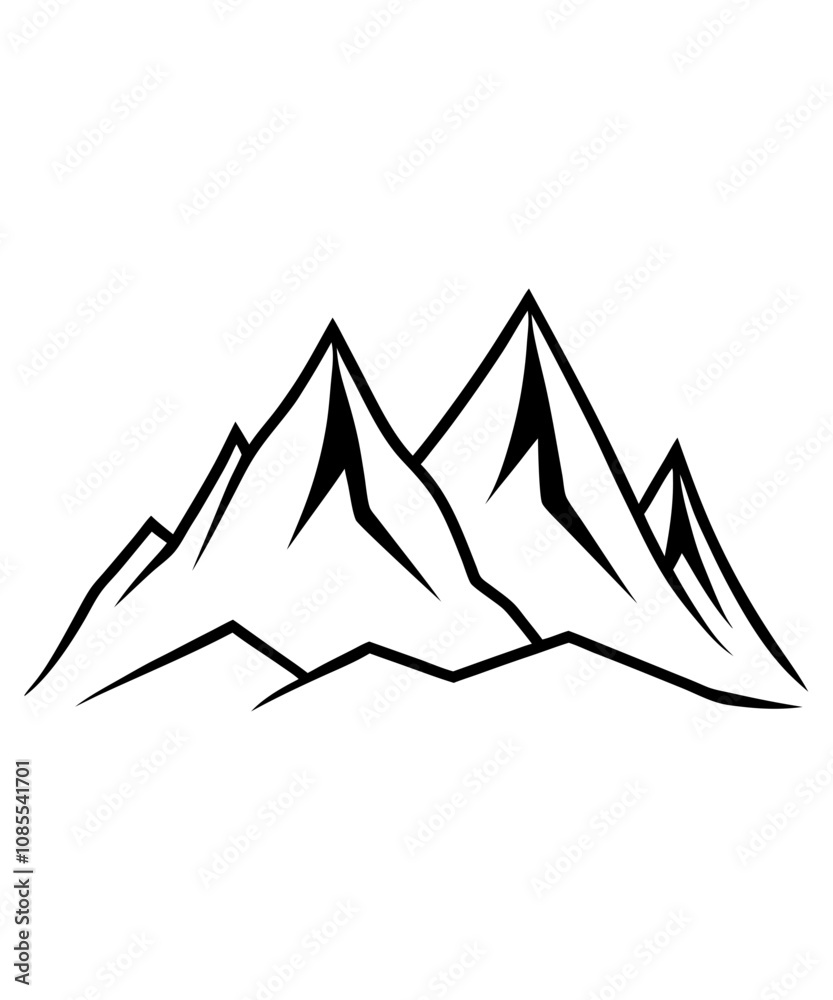 Fototapeta premium mountains vector illustration, silhouette, logo icon and line art