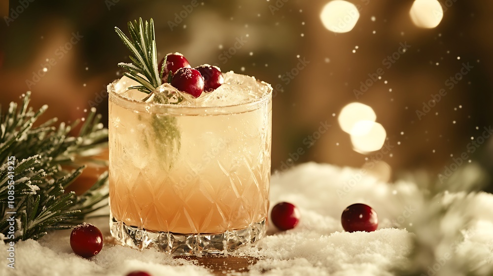 Christmas cocktail with christmas decorations Christmas cocktail with christmas decorations