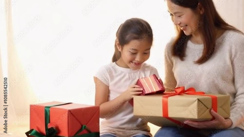 mother and child with gifts mother and child with gifts