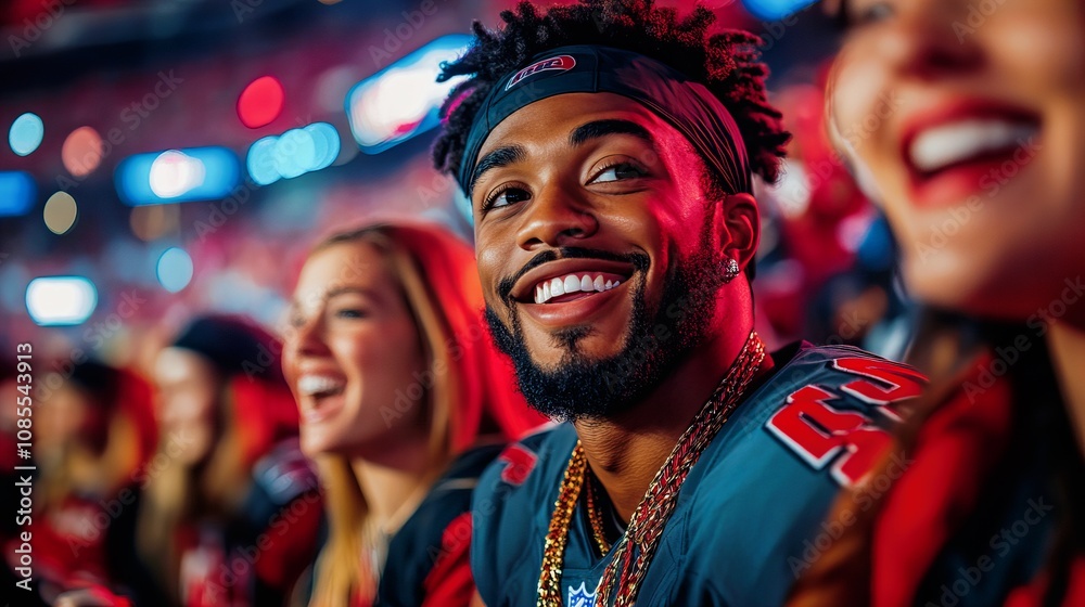 Excited fans enjoying a live football game in a stadium Excited fans enjoying a live football game in a stadium